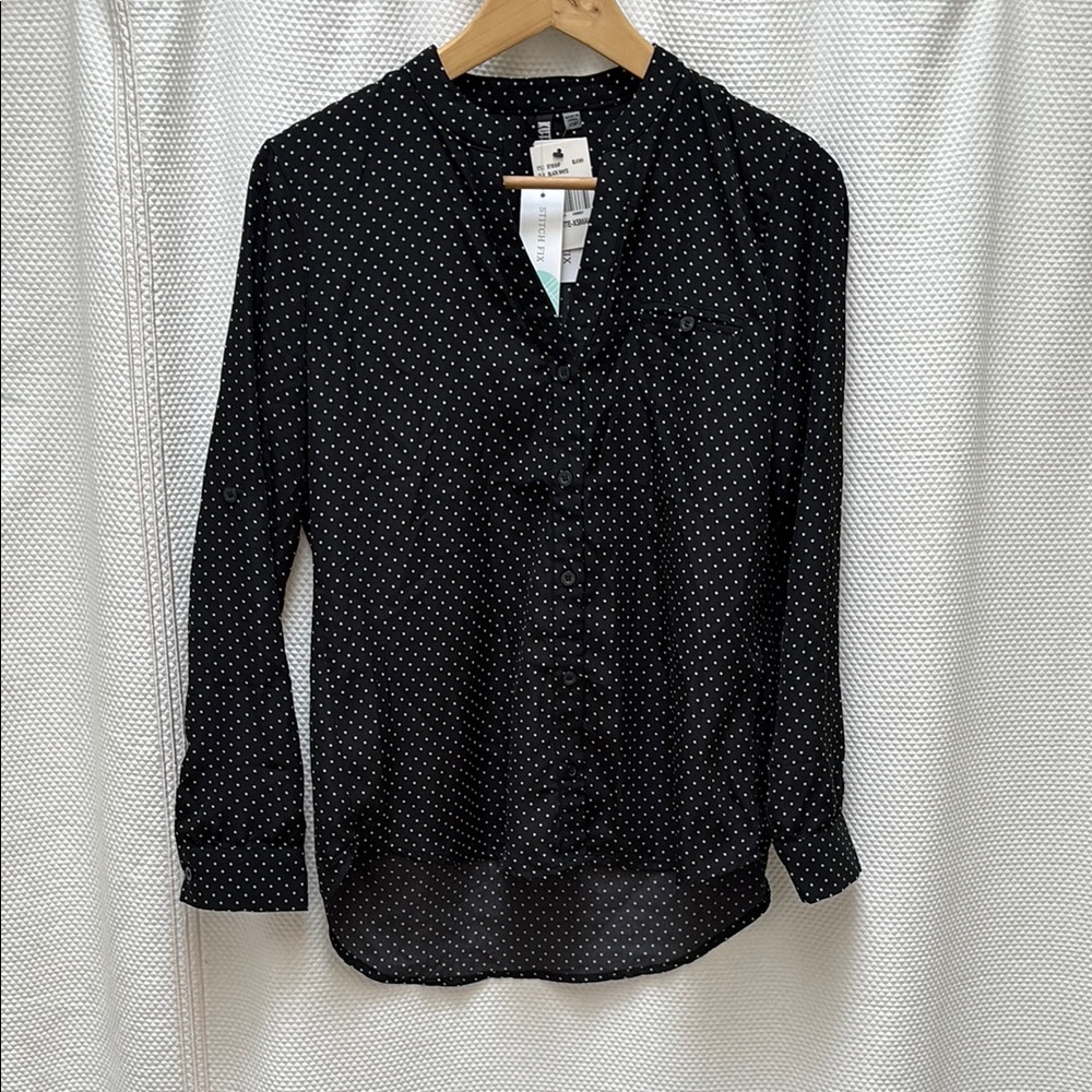 Kut from the Kloth Black and White Polka Dot Button Down Shirt